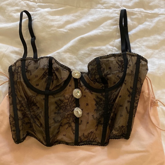 Alessandra Rich Crystal-embellished Lace Bustier sz 42. Small. - Picture 3 of 5